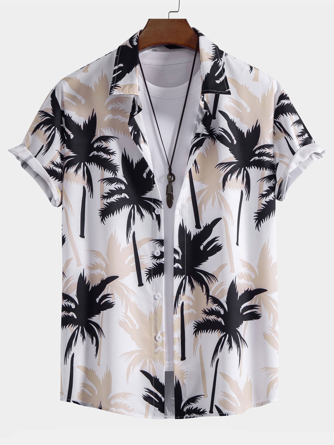 Beachwear Set with Unique Palm Tree Print – Comfortable Regular Fit – 100% Polyester Shirt and 100% Nylon Swim Shorts 4