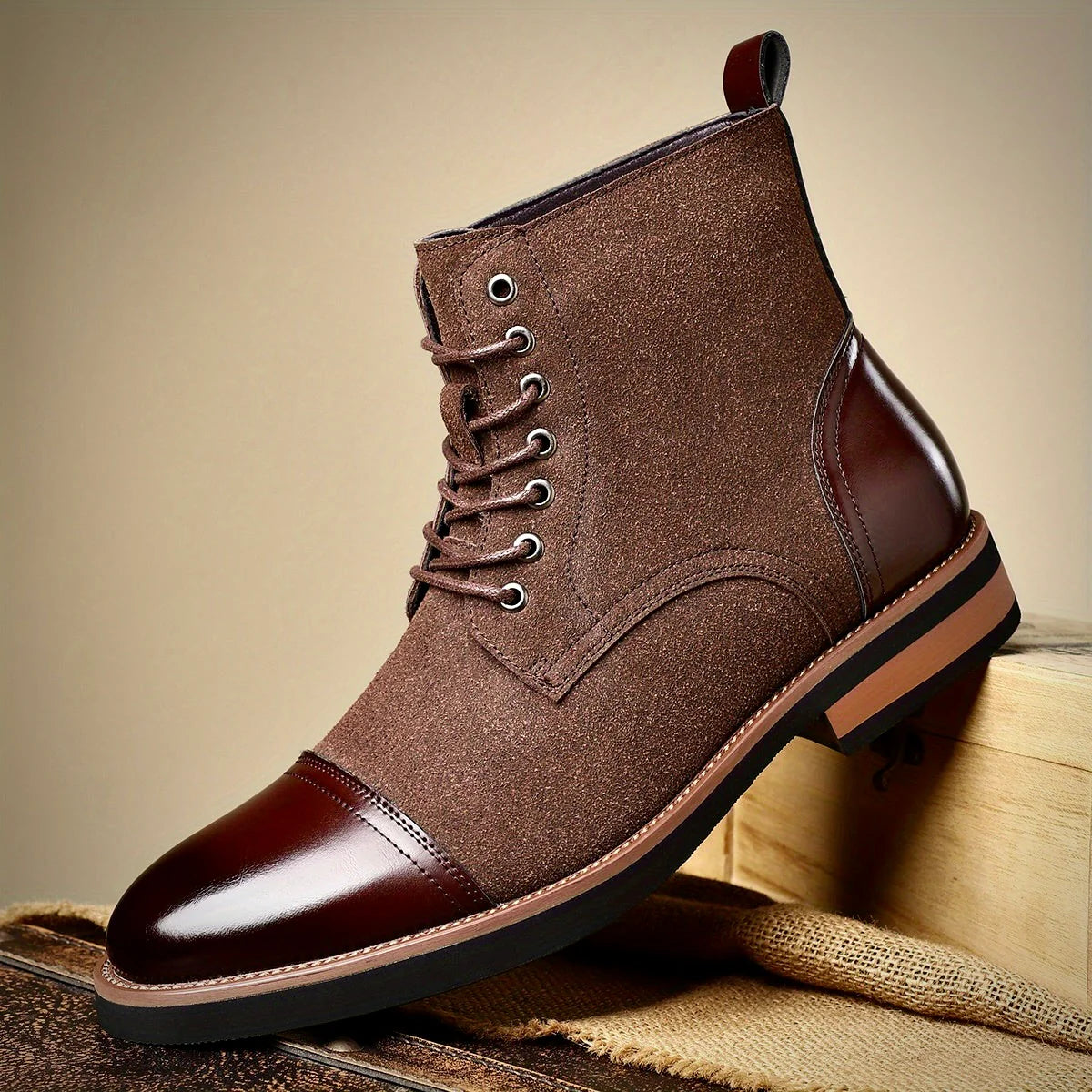 Black Leather Oxford Boots with Cushioned Insole and Closed-Lacing Design – Elegant Mens Footwear 5