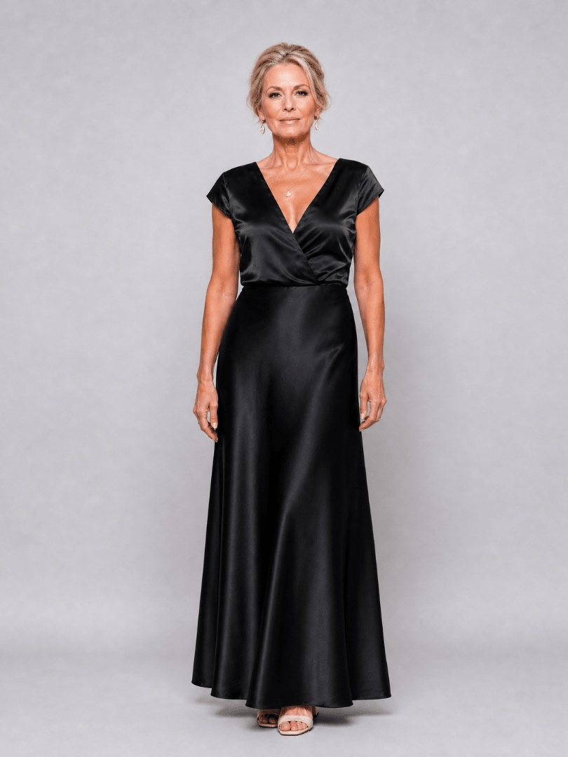 Cap Sleeve Maxi Dress with Wrap Bodice and V Neckline – Elegant White Long Dress for Women 5