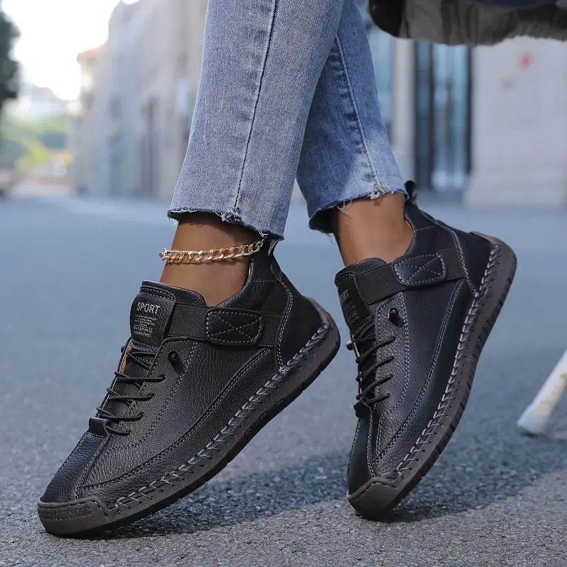 Comfort Support Sneakers with Breathable Leather and Shock Absorption – Easy On/Off Design 2