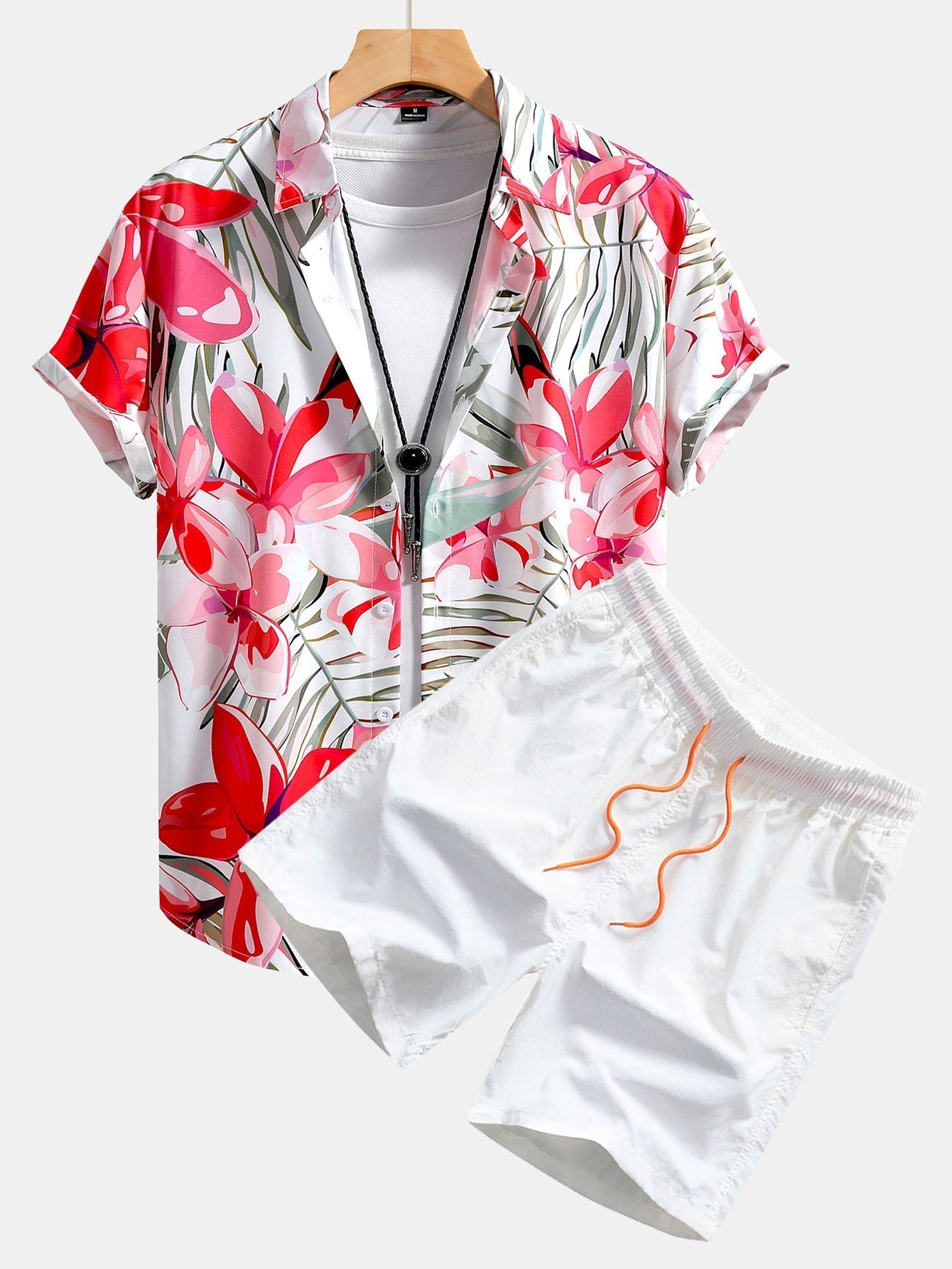 Floral Print Shirt and Swim Shorts Set – Comfortable Regular Fit – 100% Polyester and Nylon 1