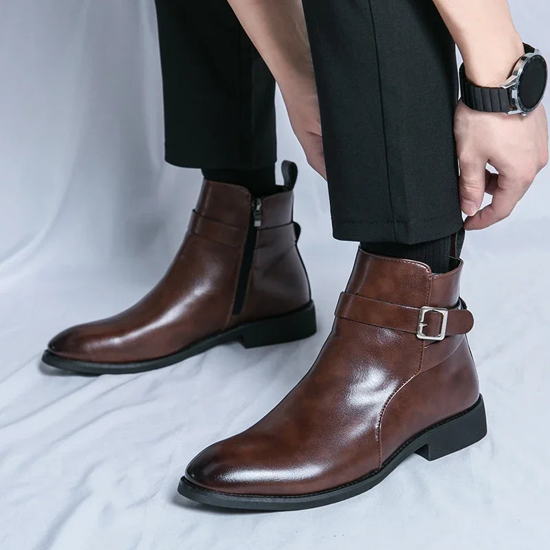 Genuine Leather Chelsea Boots with Elastic Side Panels and Durable Rubber Outsoles – Black or Brown Options 1