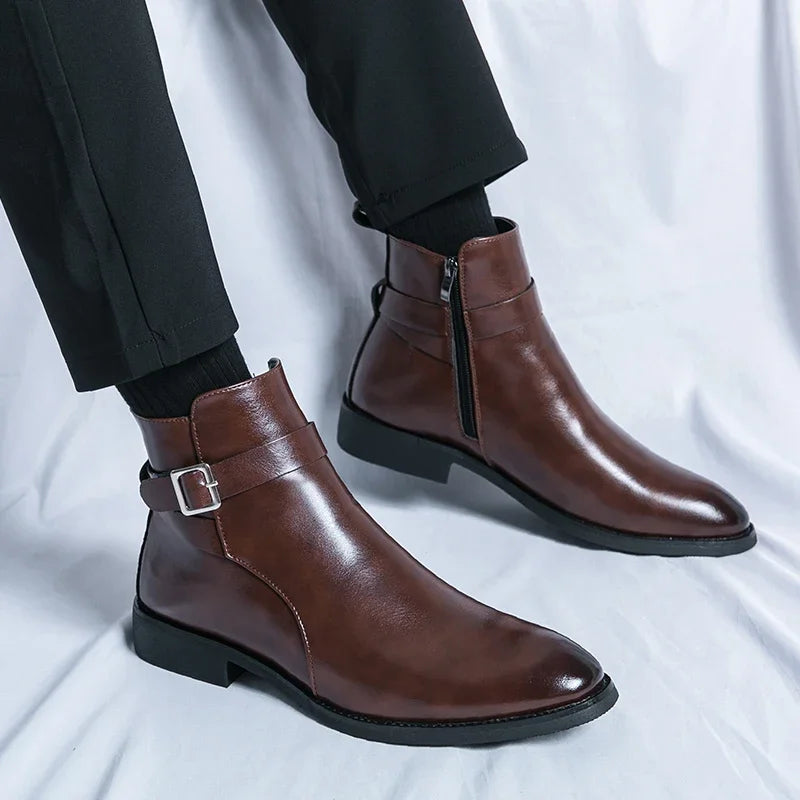 Genuine Leather Chelsea Boots with Elastic Side Panels and Durable Rubber Outsoles – Black or Brown Options 4