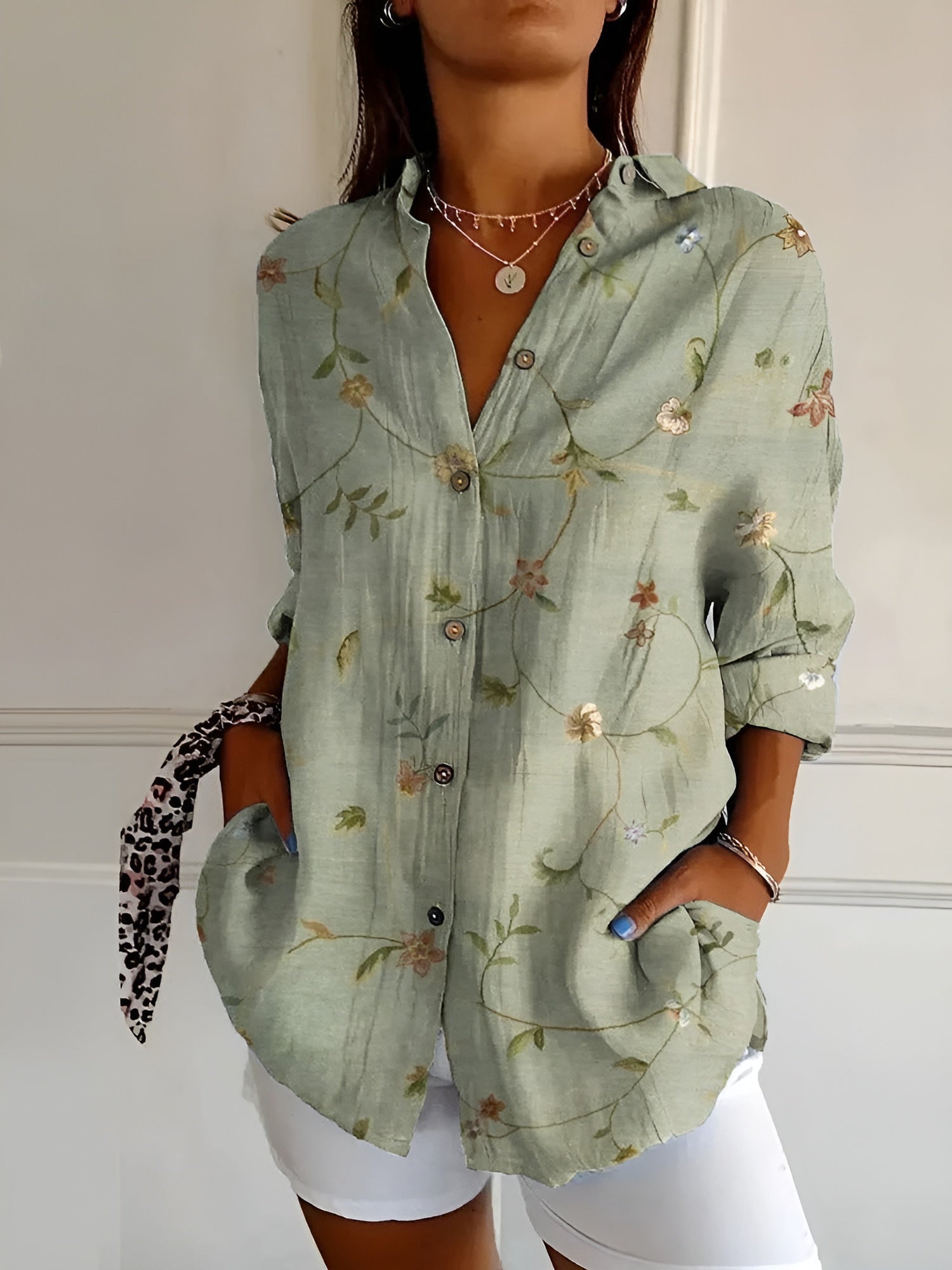 Ladies Floral Blouse with Button Front – Airy Summer Style 0