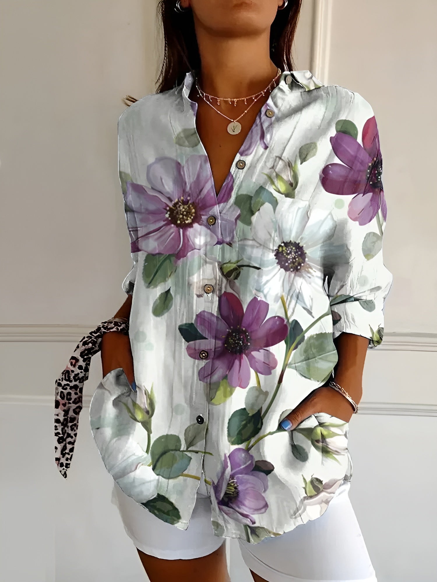 Ladies Floral Blouse with Button Front – Airy Summer Style 7