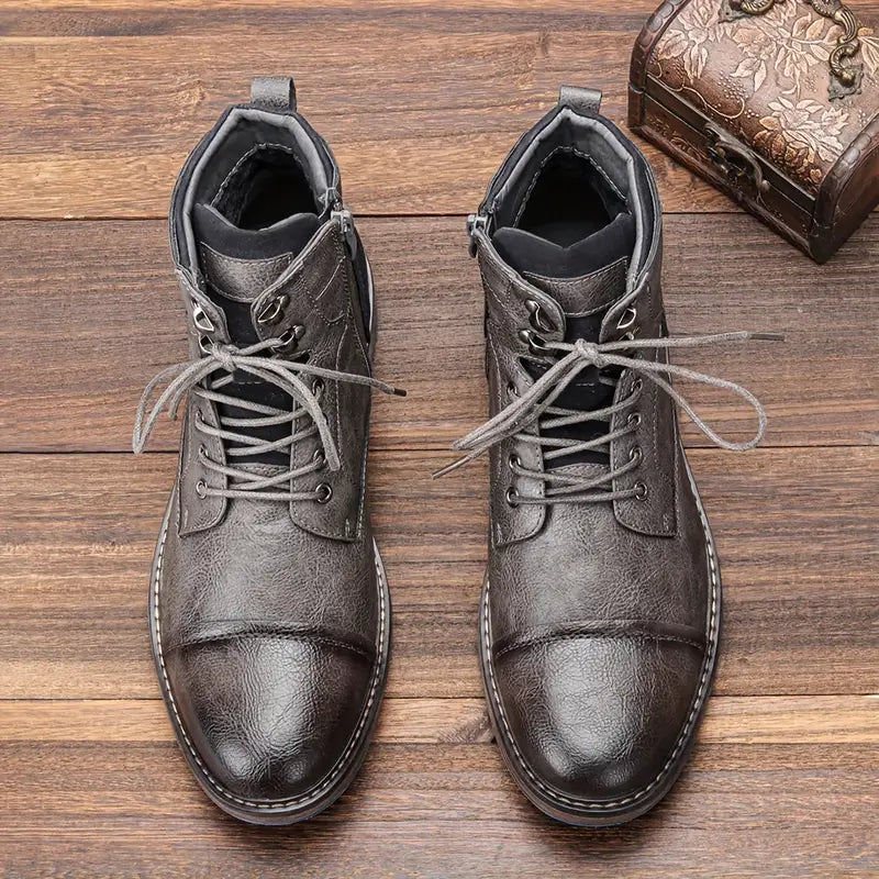 Leather Oxford Boots for Men with Handcrafted Precision – Classic Black Design, Durable Rubber Sole 4