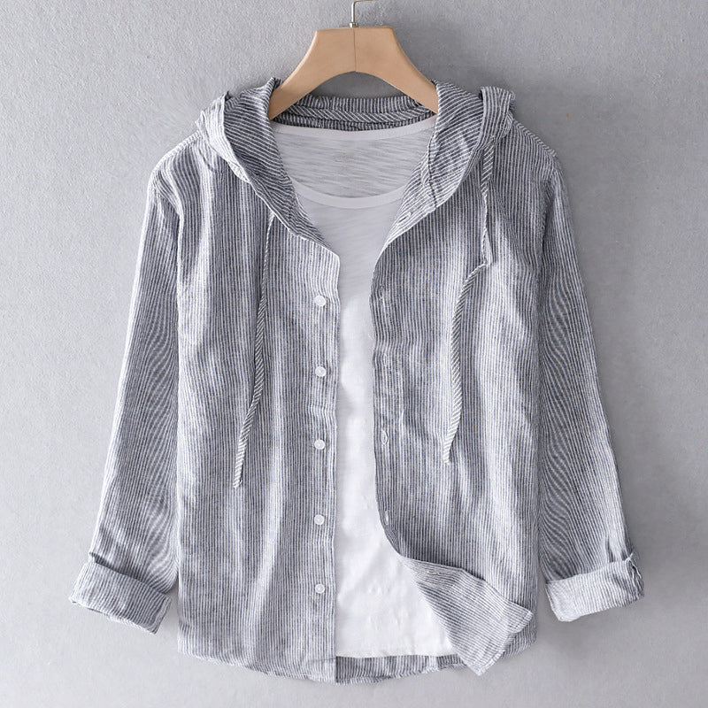 Lightweight Hooded Blouse with Breathable Fabric – Casual Spring Top in Beige, Blue, Grey, White 4