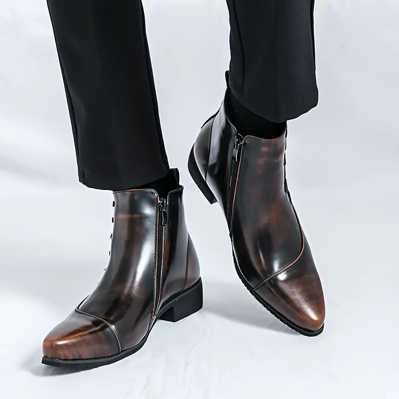 Men's Dress Boots with Cushioned Footbed and Brogue Detailing – Polished Leather Finish 3