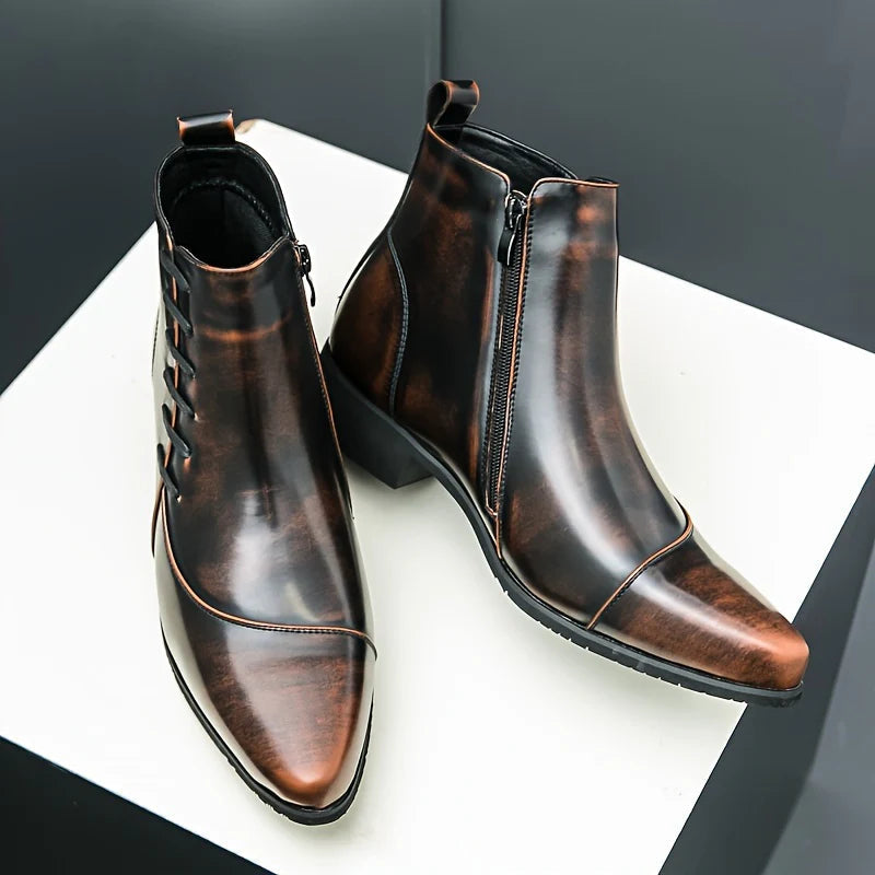 Men's Dress Boots with Cushioned Footbed and Brogue Detailing – Polished Leather Finish 6
