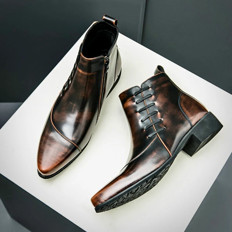 Men's Dress Boots with Cushioned Footbed and Brogue Detailing – Polished Leather Finish 7