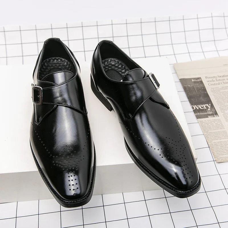 Men's Dress Shoes Monk Strap with Cushioned Insole – Polished Black Leather Formal Footwear 3