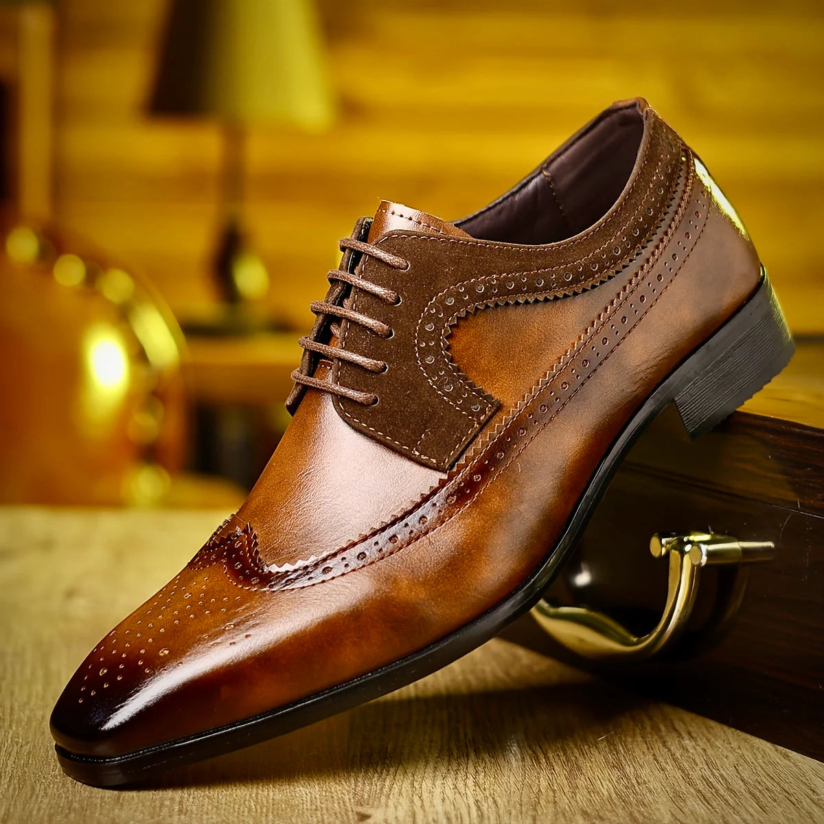 Men's Dress Shoes with Sleek Formal Design - Black Leather Comfort and Durability 0