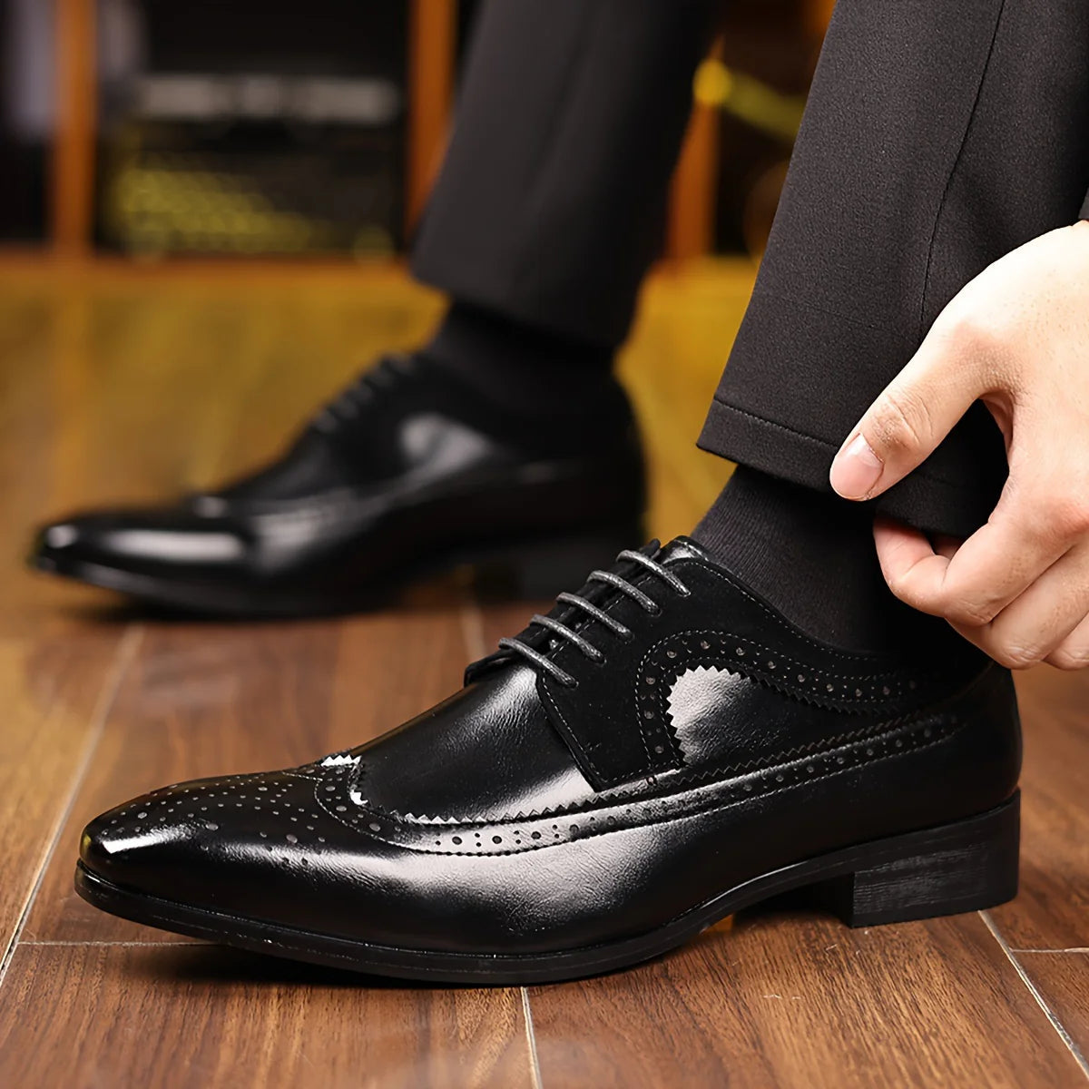 Men's Dress Shoes with Sleek Formal Design - Black Leather Comfort and Durability 5