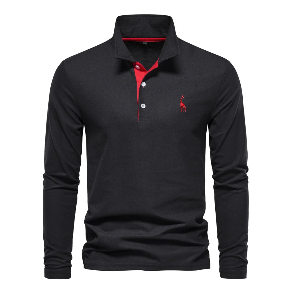 Men's Long Sleeve Polo Shirt with Button Neck – Breathable Fabric for Versatile Style 6