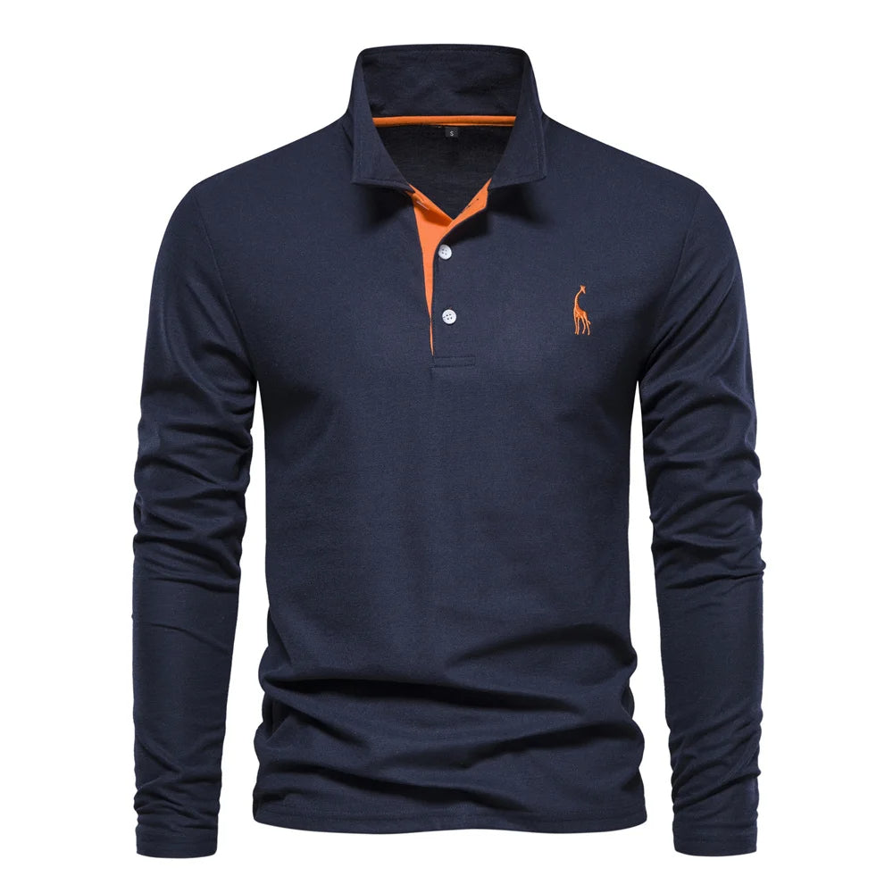 Men's Long Sleeve Polo Shirt with Button Neck – Breathable Fabric for Versatile Style 7