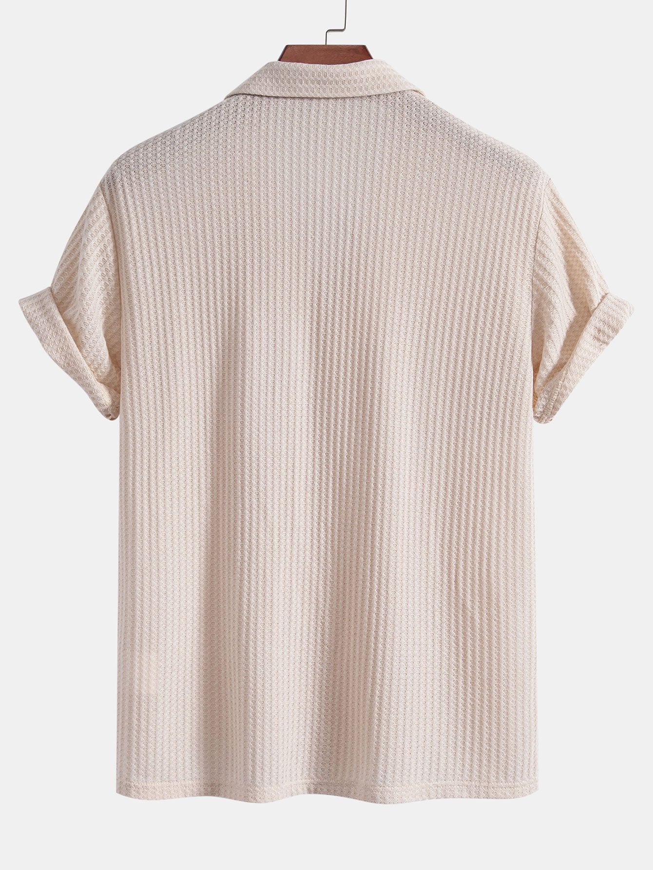 Men's Outfit Set with Knitted Waffle Shirt and Linen Pants – Casual Summer Style for Men 4