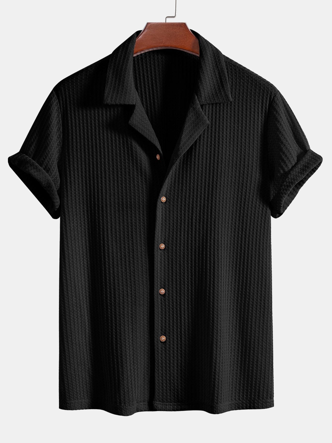 Men's Outfit Set with Knitted Waffle Shirt and Linen Pants – Casual Summer Style for Men 6