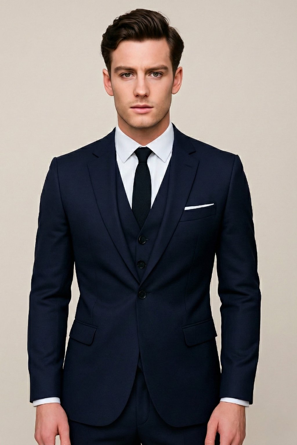 Men's Slim-Fit Three-Piece Suit with Tailored Blazer and Waistcoat – Formal Wedding and Groomsmen Attire 0