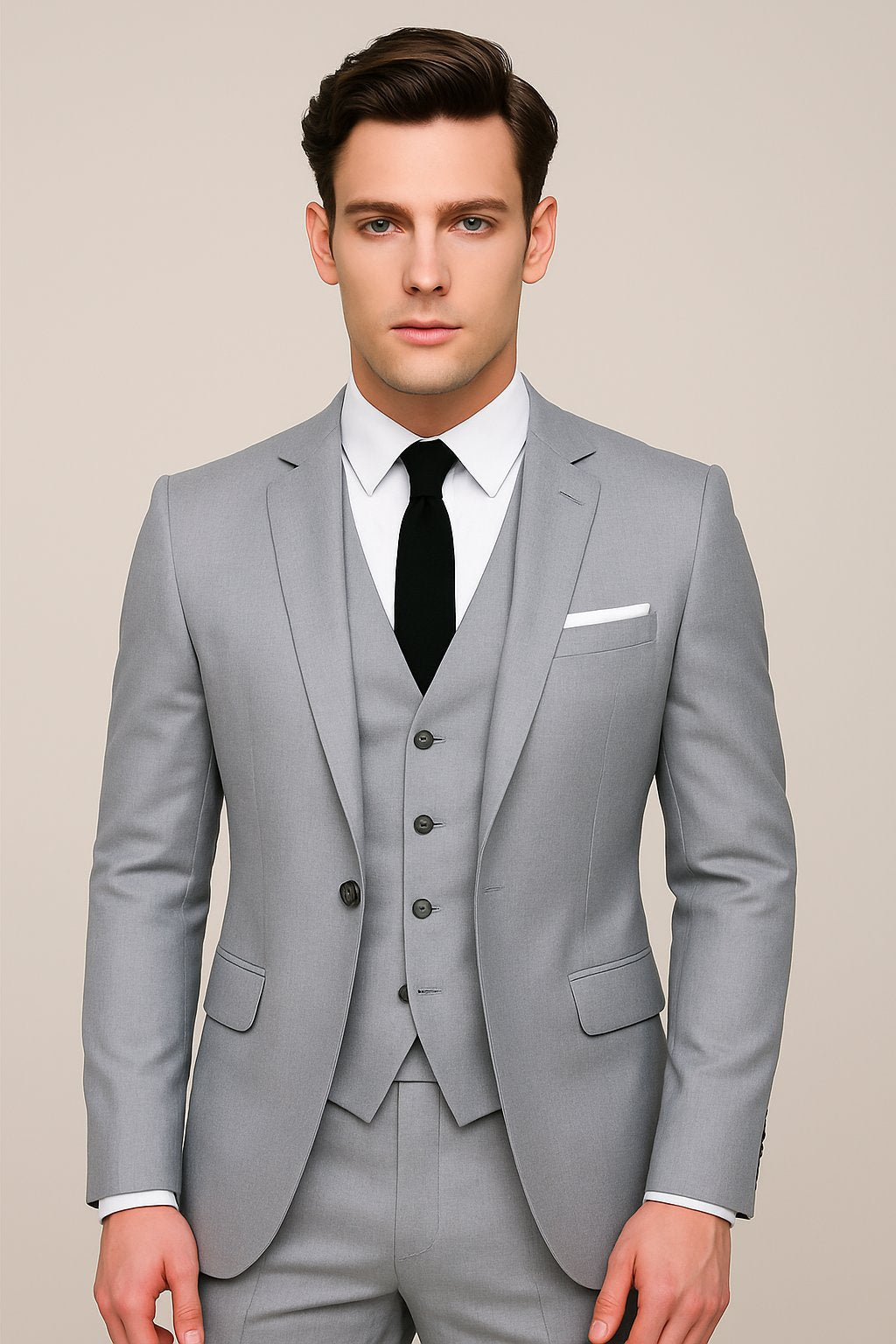 Men's Slim-Fit Three-Piece Suit with Tailored Blazer and Waistcoat – Formal Wedding and Groomsmen Attire 2