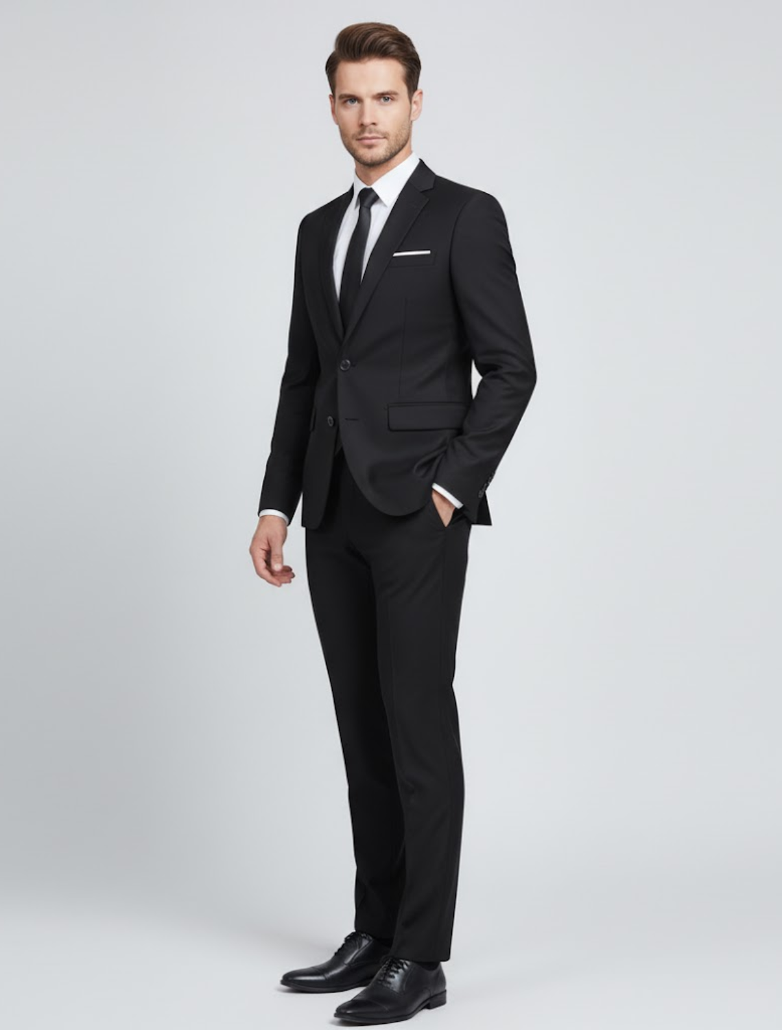 Men's Slim Fit Formal Suit with Refined Details for Winter – Elegant Business Attire in Dark Gray 4