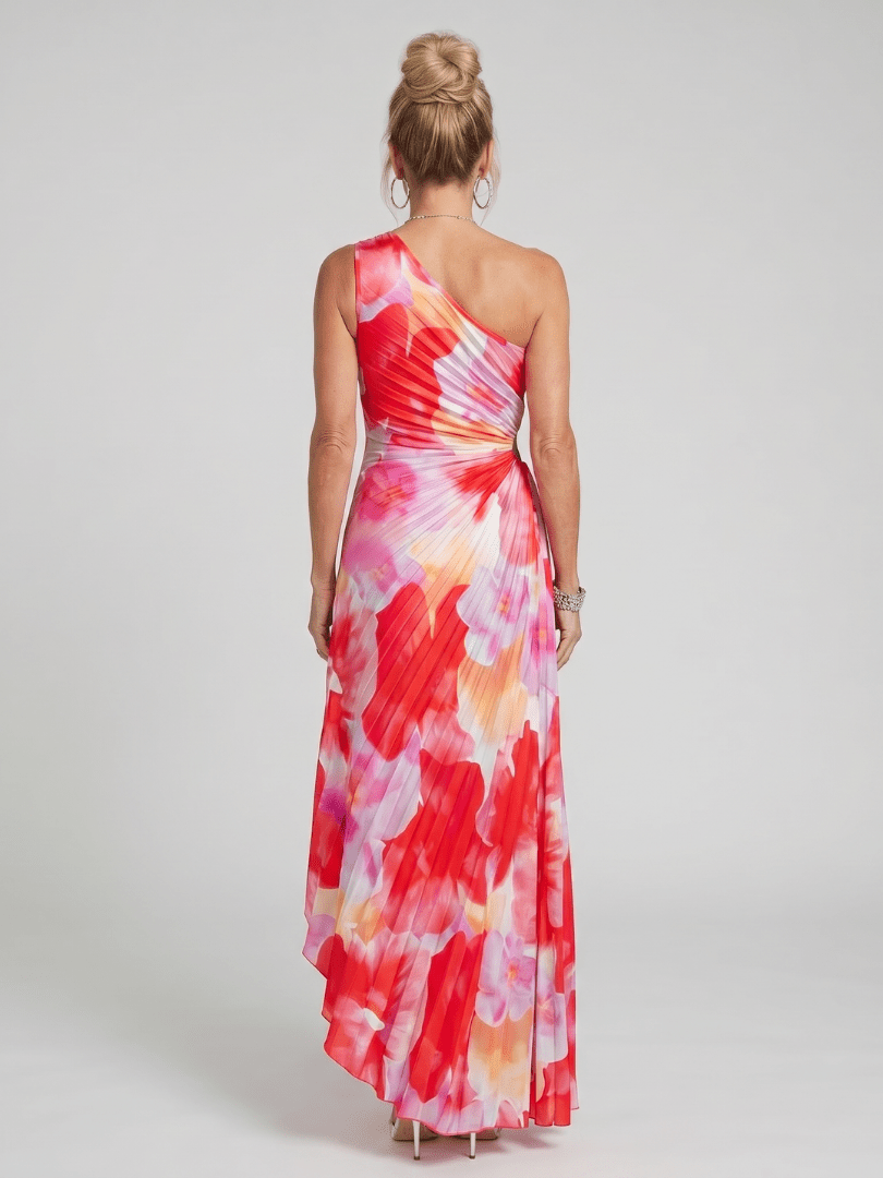 One Shoulder Midi Dress with Pleated Bodice – Lightweight Fluid Design for Casual and Formal Occasions 2