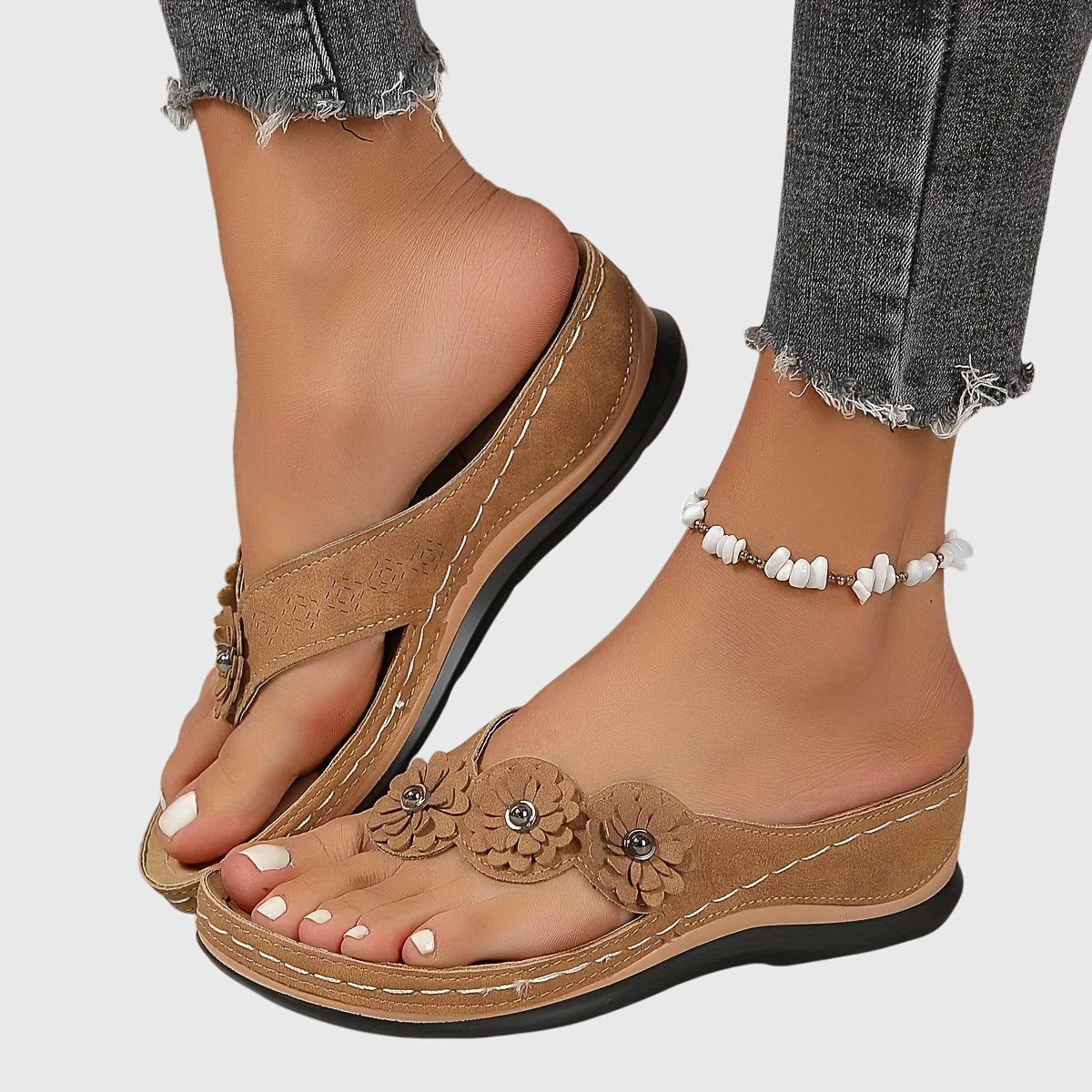 Orthopedic flip flops featuring an ergonomic design and shock absorption technology, perfect for lightweight casual wear and providing comfort and support for your feet. 0