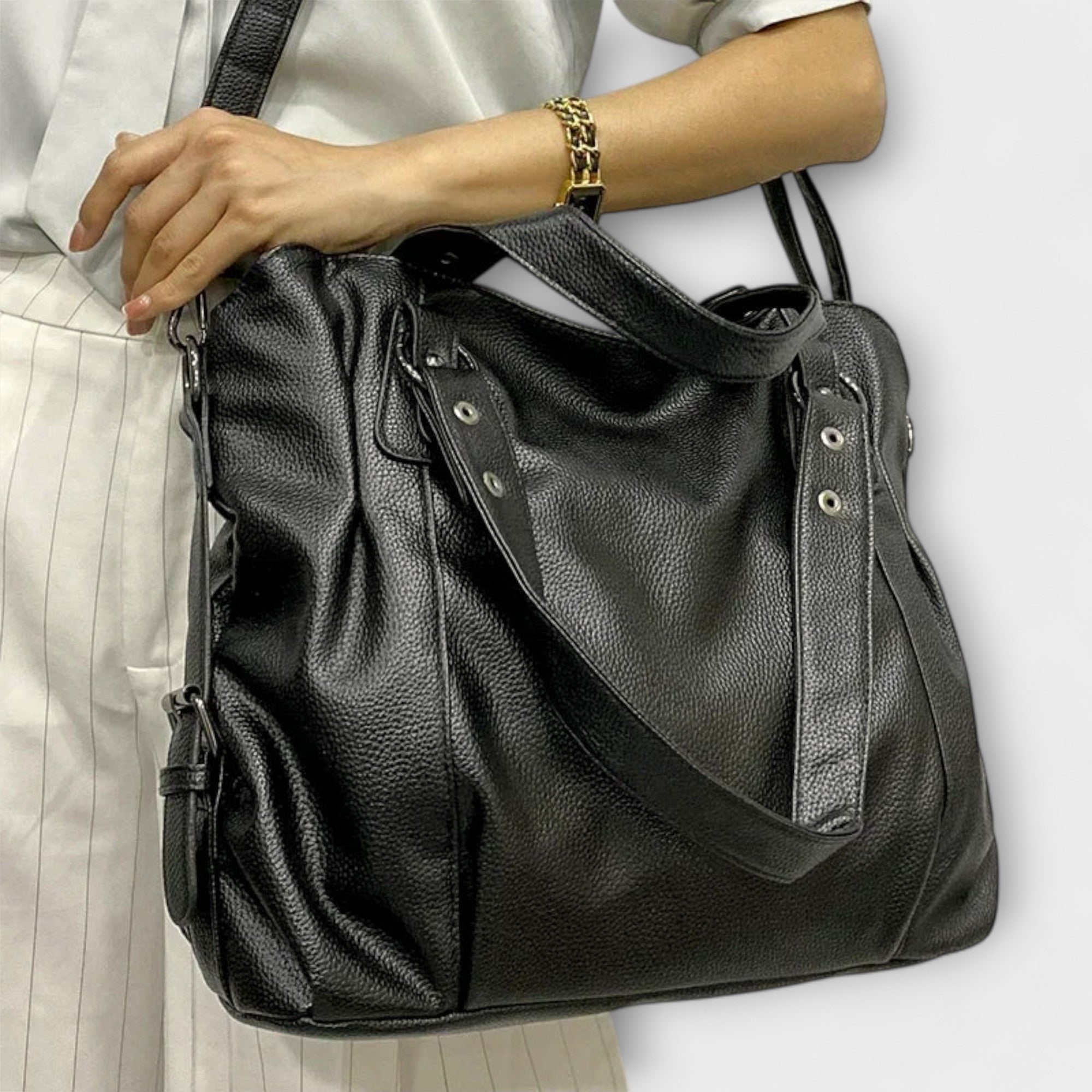 Vegan Leather Shoulder Bag with Adjustable Strap – Large Capacity Women's Tote for Everyday Use 3