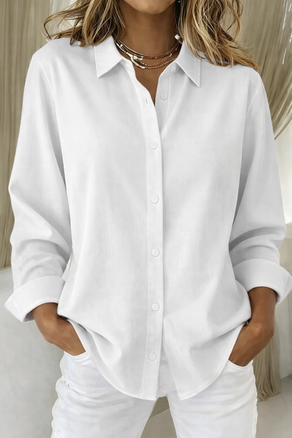 Women's Blouse with Button Closure – Minimalist Summer Top for Effortless Style 4
