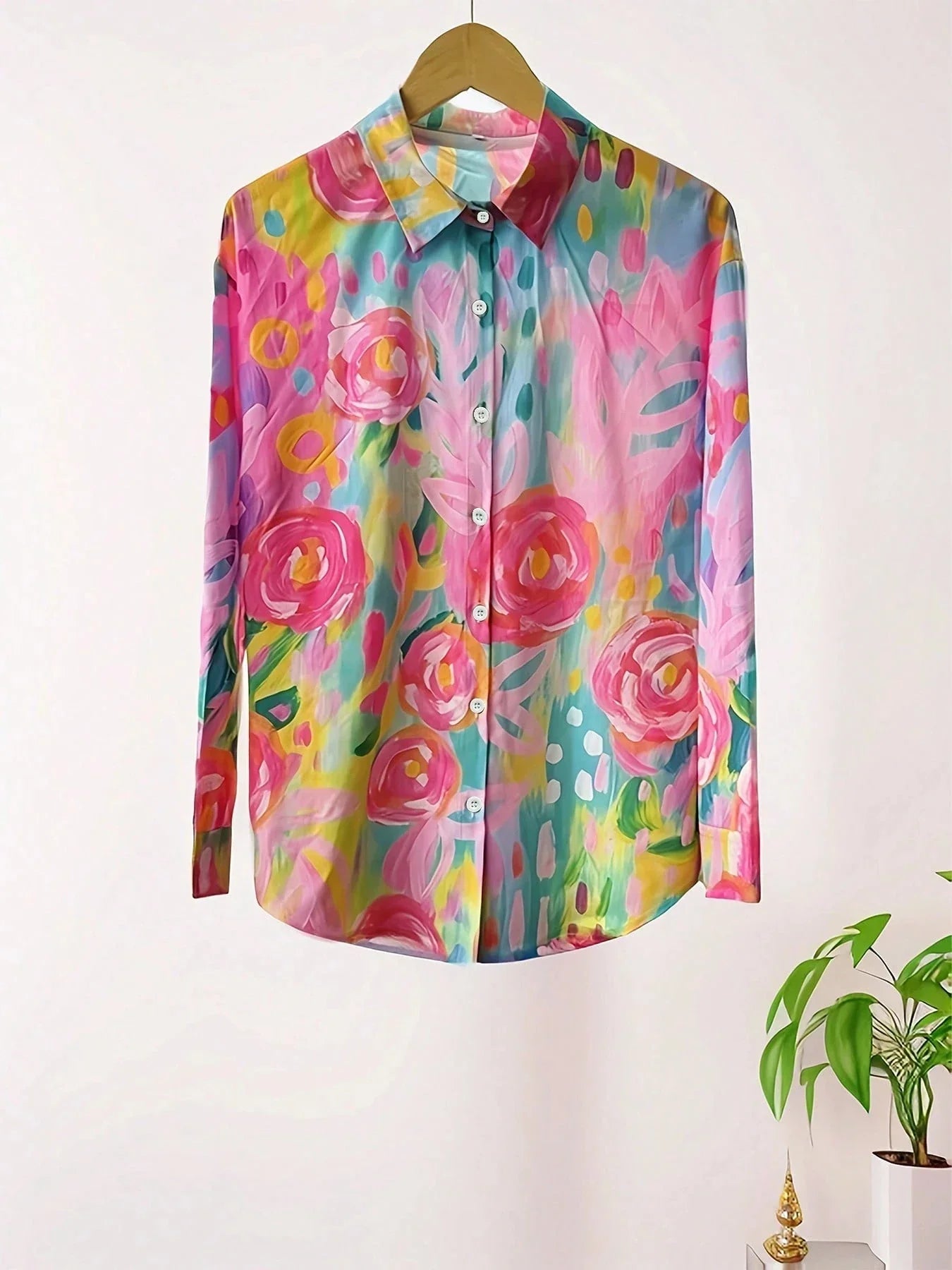 Women's Floral Blouse with Button Closure – Airy Fit Summer Top for Women – Plus Size Available 6