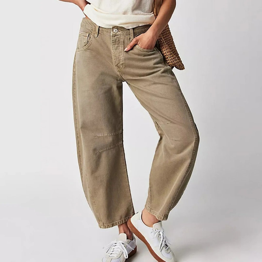 Women's Jeans Mid-Rise Cropped Barrel Leg in Heavyweight Denim – Medium-Fade Wash with Reinforced Panels 11