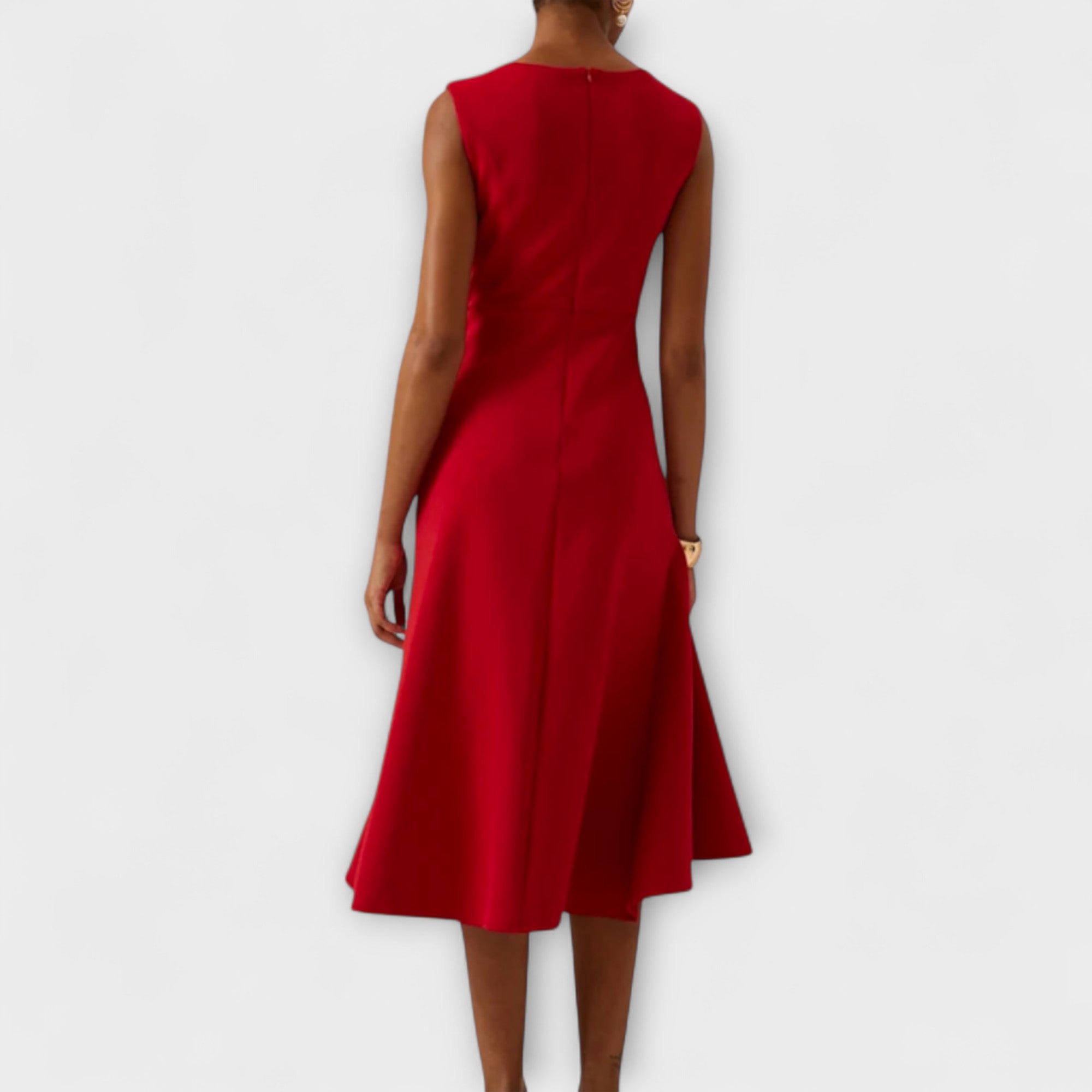 Women's Midi Dress with Ruffle Details in a stylish design, perfect for elegant summer occasions and formal events. 1