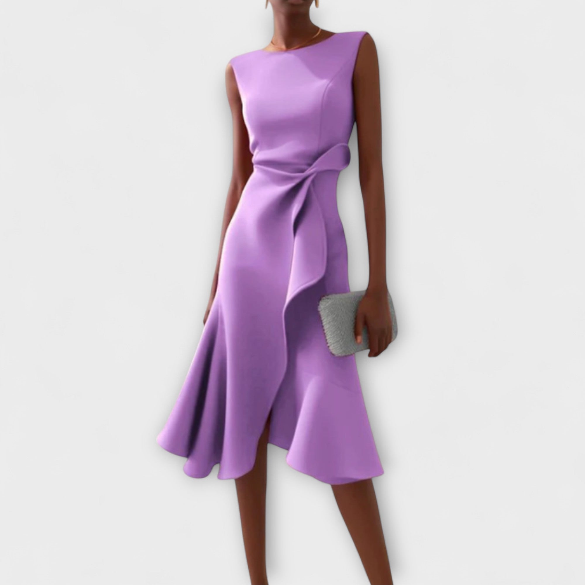 Women's Midi Dress with Ruffle Details in a stylish design, perfect for elegant summer occasions and formal events. 5