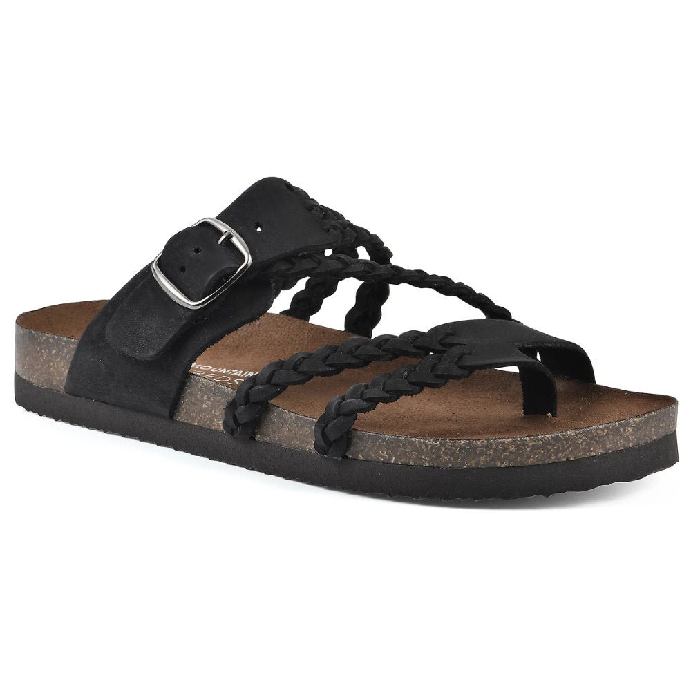 Women's sandals featuring an adjustable buckle, cork footbed, and stylish braided strap design for ultimate comfort and fashion. 6