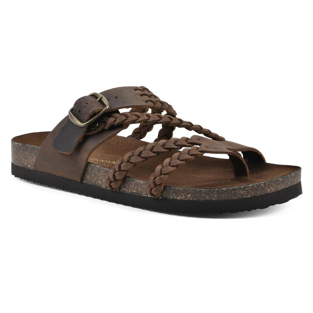 Women's sandals featuring an adjustable buckle, cork footbed, and stylish braided strap design for ultimate comfort and fashion. 7