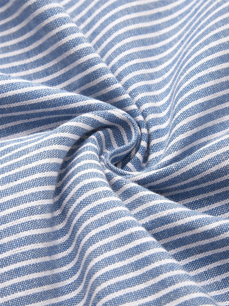 Womens summer dress featuring a striped design, midi length, and breathable fabric for an elegant and comfortable fit. 1