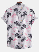 Beachwear Set with Palm Tree Flamingo Print – Lightweight Polyester Shirt and Nylon Swim Shorts 4