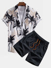 Beachwear Set with Unique Palm Tree Print – Comfortable Regular Fit – 100% Polyester Shirt and 100% Nylon Swim Shorts 0