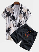 Beachwear Set with Unique Palm Tree Print – Comfortable Regular Fit – 100% Polyester Shirt and 100% Nylon Swim Shorts 0