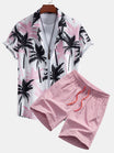 Beachwear Set with Unique Palm Tree Print – Comfortable Regular Fit – 100% Polyester Shirt and 100% Nylon Swim Shorts 1