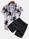 Beachwear Set with Unique Palm Tree Print – Comfortable Regular Fit – 100% Polyester Shirt and 100% Nylon Swim Shorts 2
