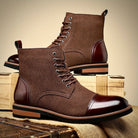 Black Leather Oxford Boots with Cushioned Insole and Closed-Lacing Design – Elegant Mens Footwear 3