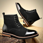 Black Leather Oxford Boots with Cushioned Insole and Closed-Lacing Design – Elegant Mens Footwear 6