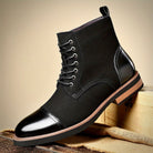 Black Leather Oxford Boots with Cushioned Insole and Closed-Lacing Design – Elegant Mens Footwear 8