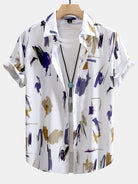 Brushstroke Print Shirt and Shorts Set – Lightweight Polyester and Nylon – Casual Beachwear 3