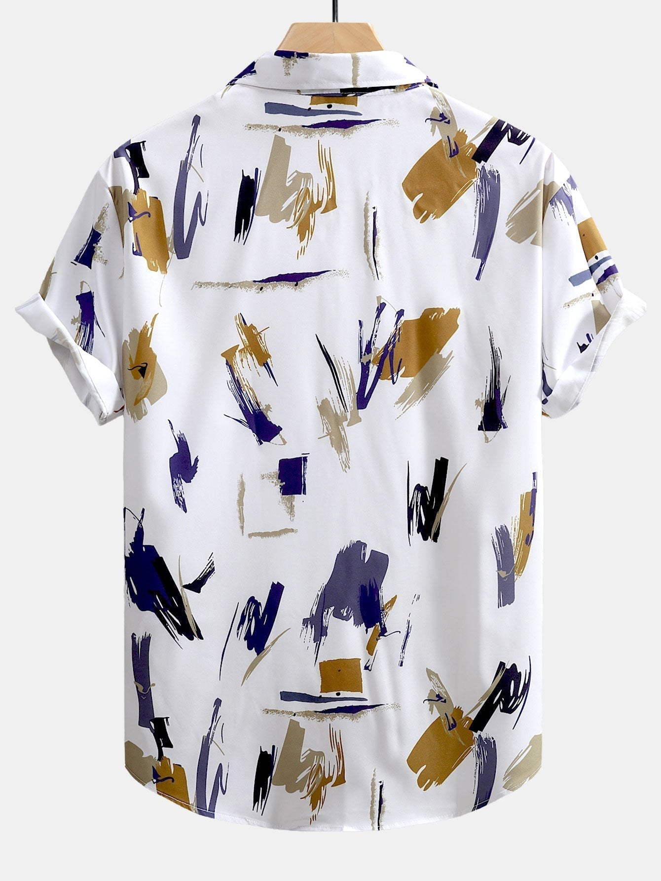 Brushstroke Print Shirt and Shorts Set – Lightweight Polyester and Nylon – Casual Beachwear 4