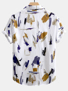 Brushstroke Print Shirt and Shorts Set – Lightweight Polyester and Nylon – Casual Beachwear 4