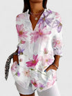 Button-Up Blouse with Artistic Print – Relaxed Fit Cotton Blend – Multicolor Design for Everyday Wear 4