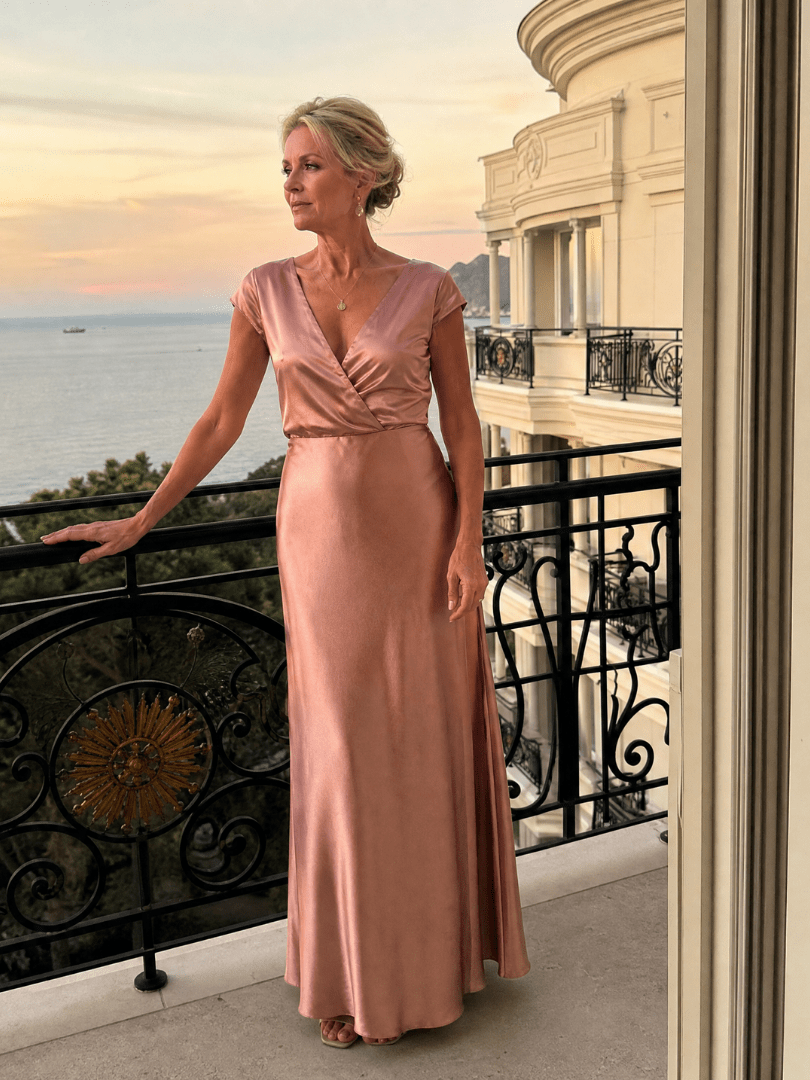 Cap Sleeve Maxi Dress with Wrap Bodice and V Neckline – Elegant White Long Dress for Women 1
