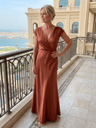 Cap Sleeve Maxi Dress with Wrap Bodice and V Neckline – Elegant White Long Dress for Women 3