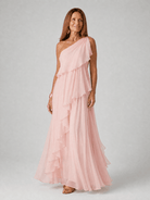 Elegant Maxi Dress with Cascading Ruffles and One-Shoulder Design – Lightweight Soft Fabric 3